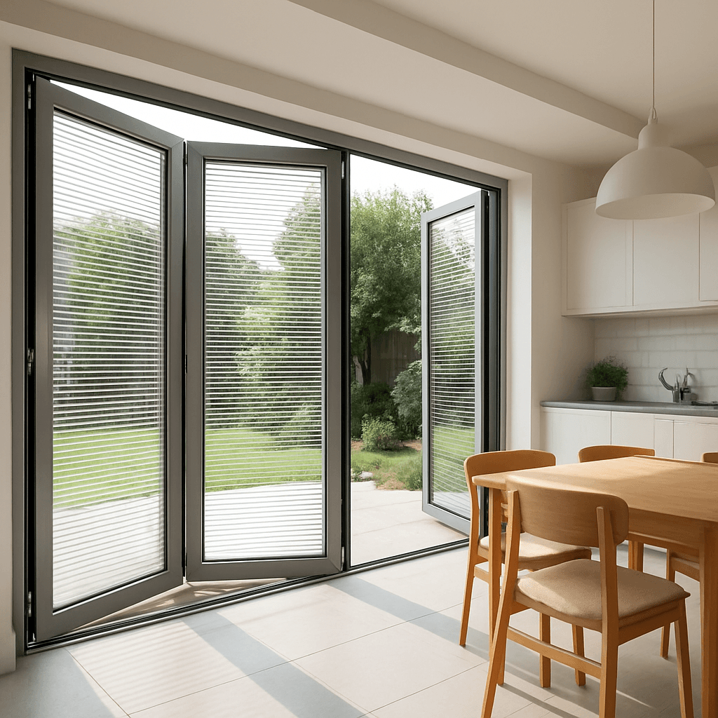 Smart Blinds in Glass - Bifold door opening