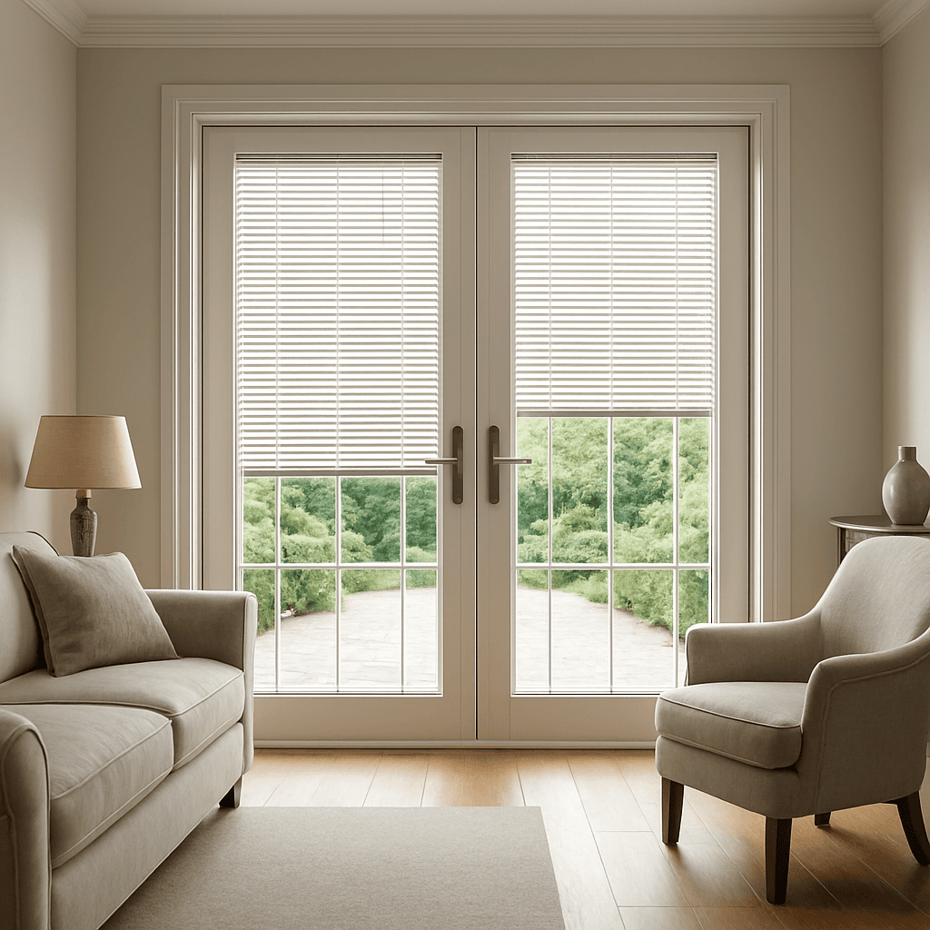 Smart Blinds in Glass - French door pair