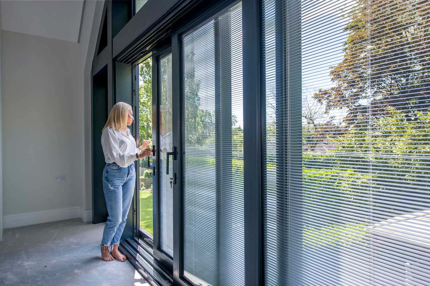 Blinds in Glass in Baldock: integral blinds in anthracite sliding doors