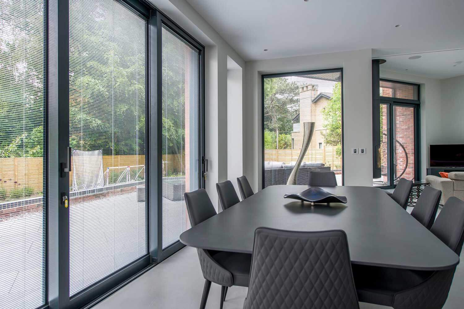 Blinds in Glass in Baldock: integral blinds in dining-room sliding doors and a picture window