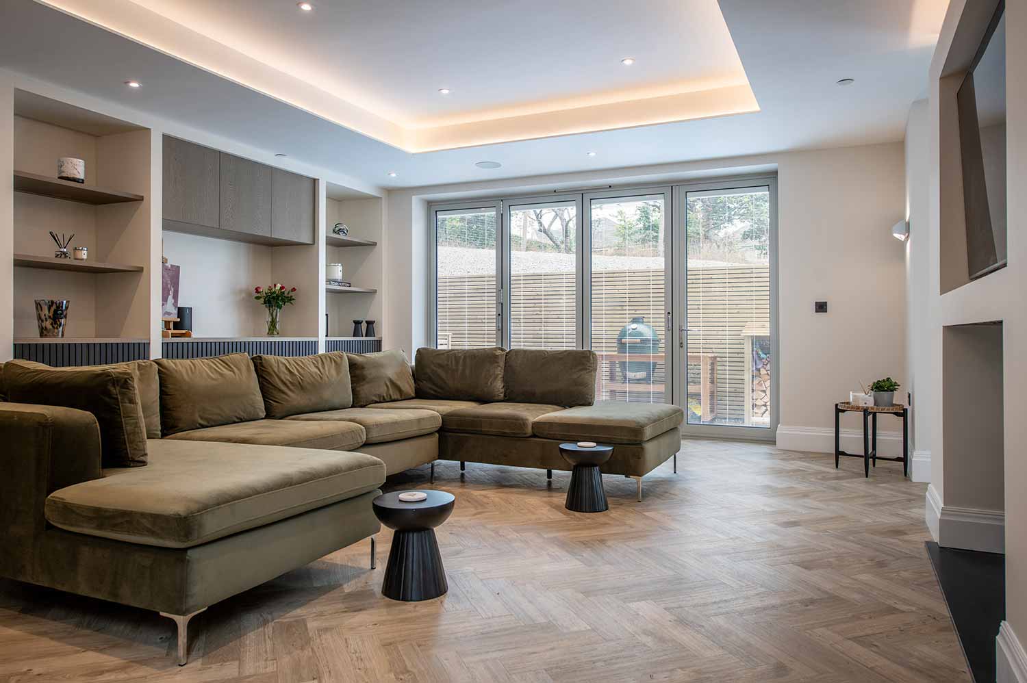 Blinds in Glass in Baldock: integral blinds in living-room bifold doors