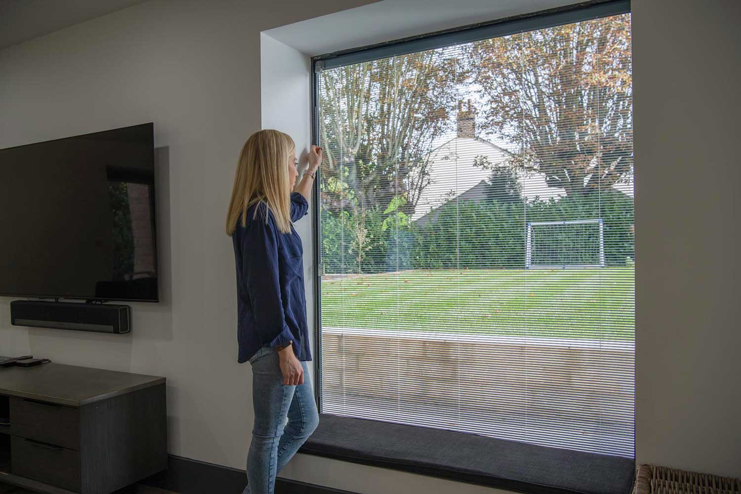 Blinds in Glass in Baldock: integral blinds in a living-room picture window