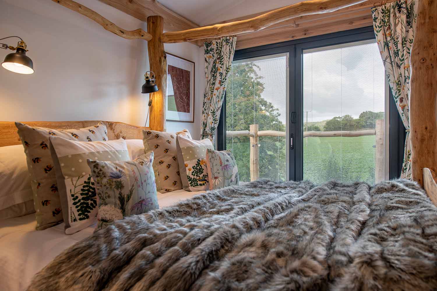 Blinds in Glass in Baldock: integral blinds in bedroom garden doors with a countryside view